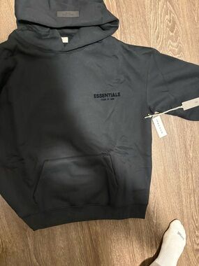 ESSENTIALS Black Crewneck Hoodie Sweatshirt
